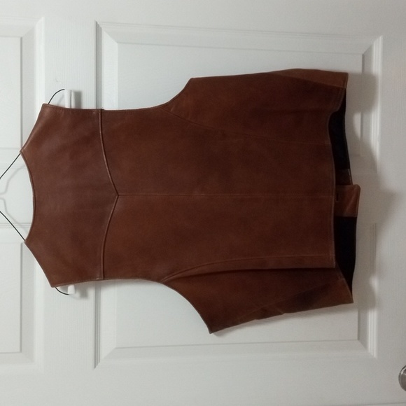 Tribe America Leather Vest Mens Brown Hand Made in USA - Picture 5 of 5